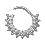 14K Solid Gold CZ Sun Soleil Clicker Hoop – Anygolds