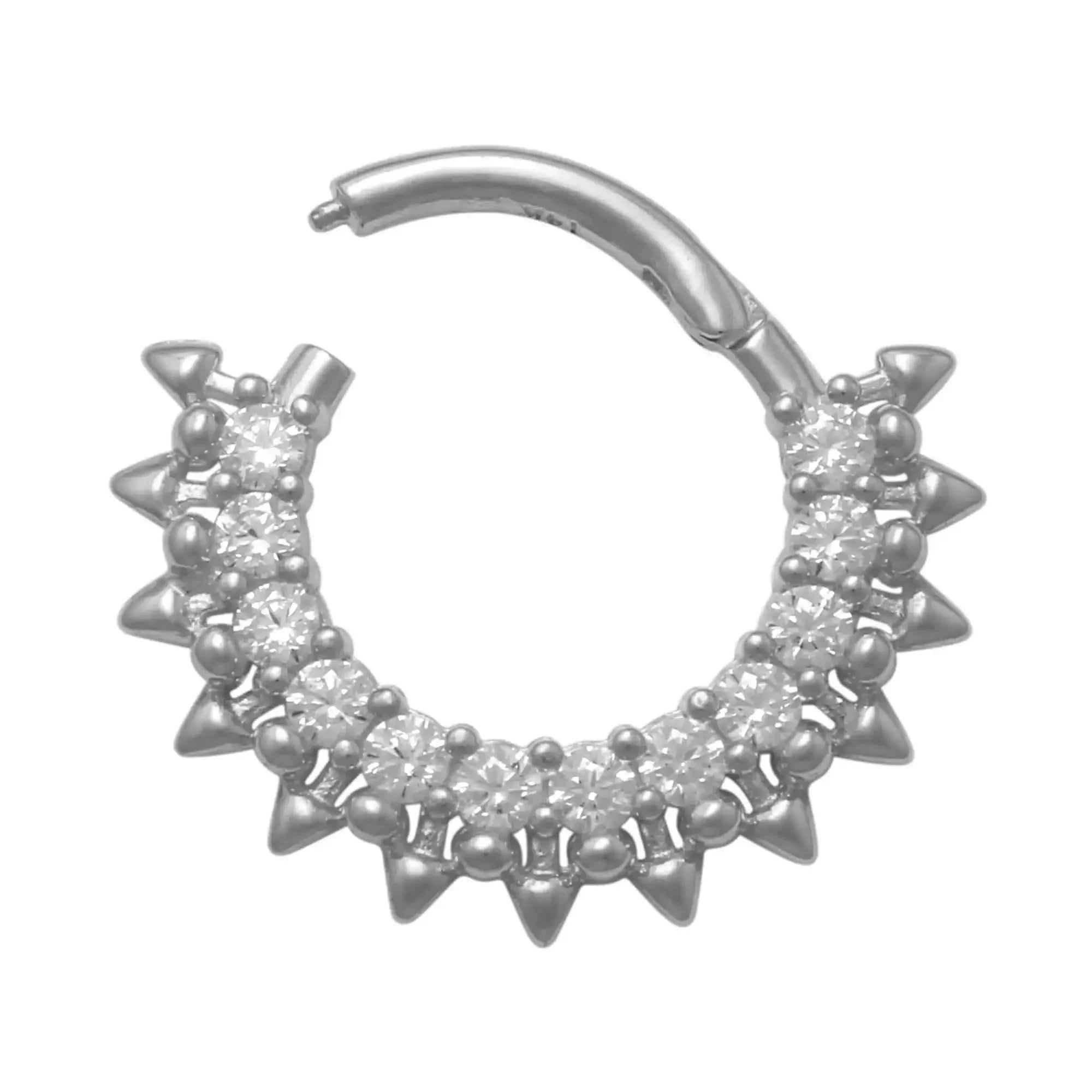 14K Solid Gold CZ Sun Soleil Clicker Hoop – Anygolds