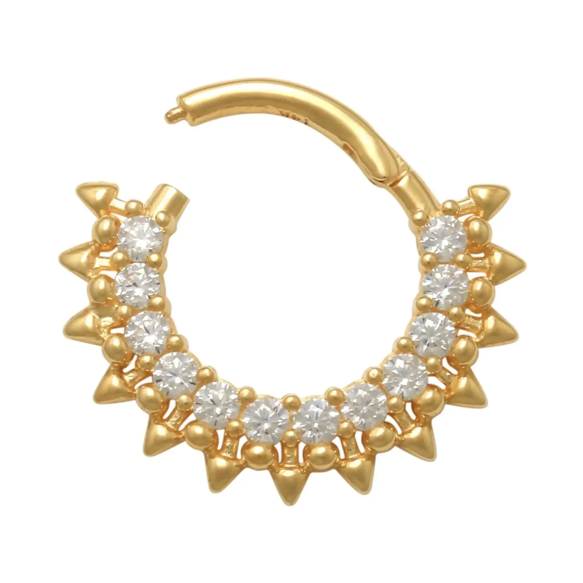 14K Solid Gold CZ Sun Soleil Clicker Hoop – Anygolds