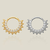 14K Solid Gold CZ Sun Soleil Clicker Hoop – Anygolds