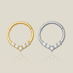 14K Solid Gold Stone Point Clicker Tri-Hoop – Anygolds