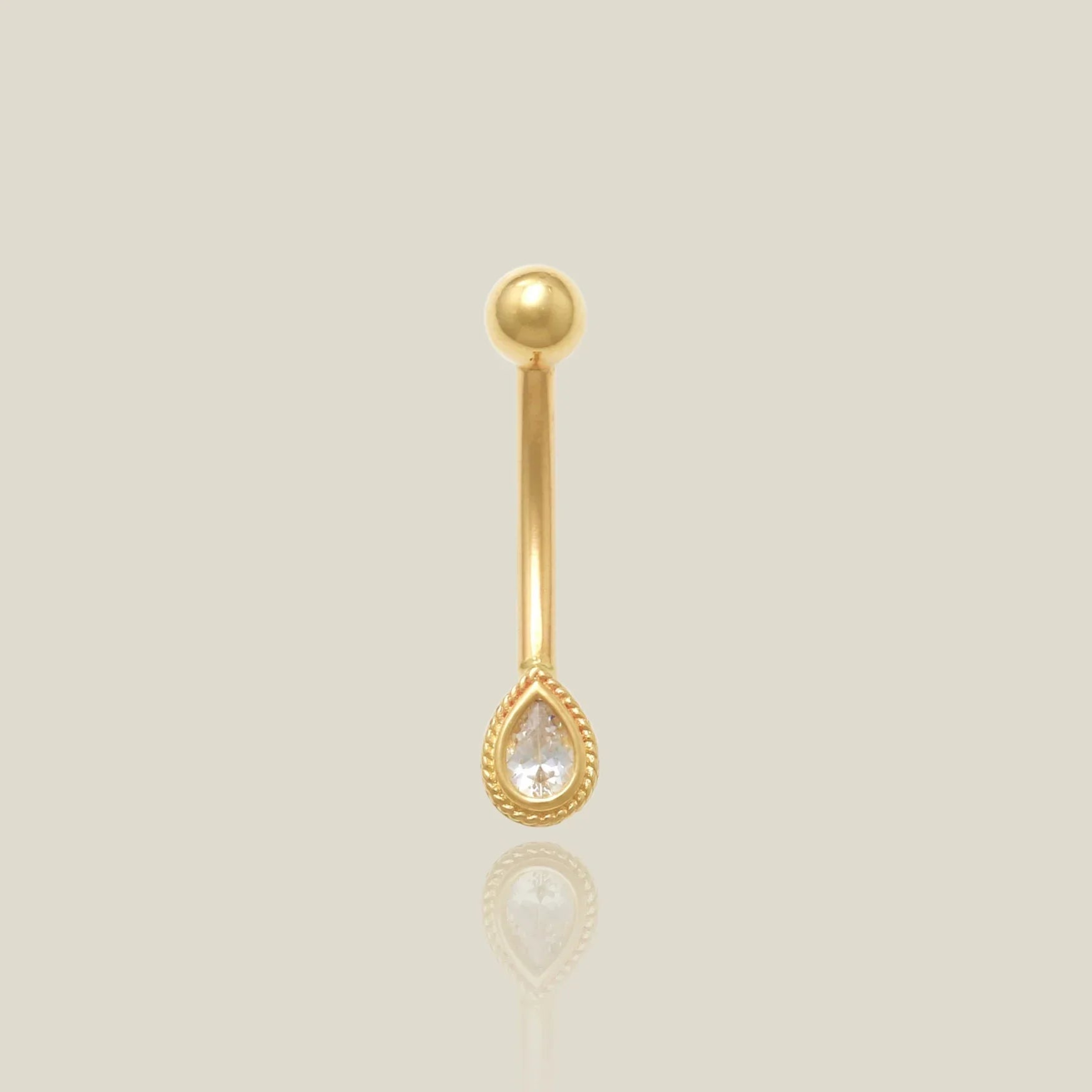 Teardrop Stone Curved Barbell - 16G - Anygolds