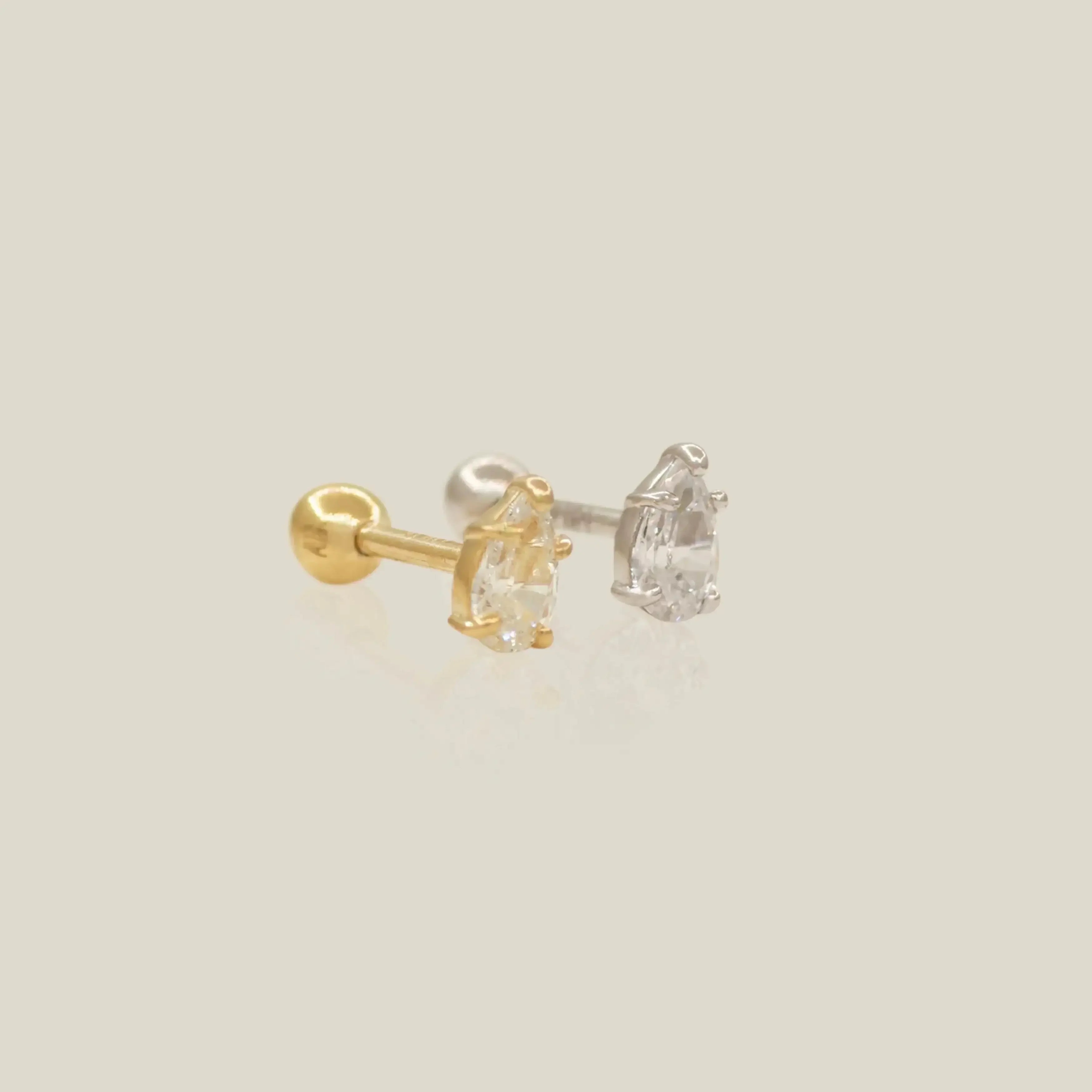 14K Solid Gold Teardrop Stone Stud – Anygolds