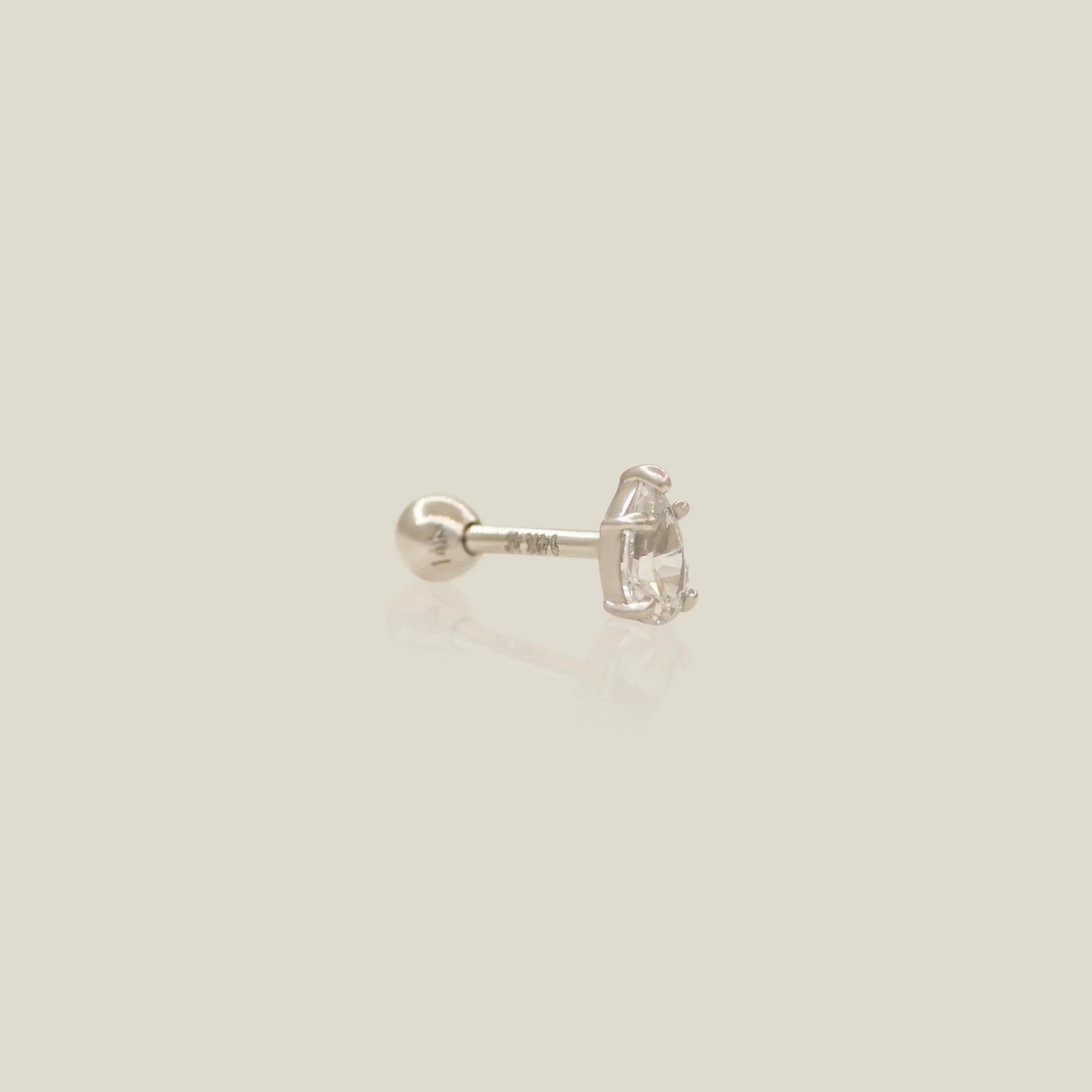14K Solid Gold Teardrop Stone Stud – Anygolds