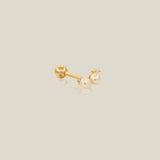 14K Solid Gold Double Pearl Stack Stud – Anygolds
