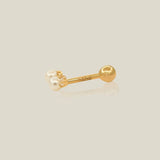 14K Solid Gold Double Pearl Stack Stud – Anygolds