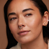 14K Solid Gold CZ Beaded Clicker Hoop – Anygolds