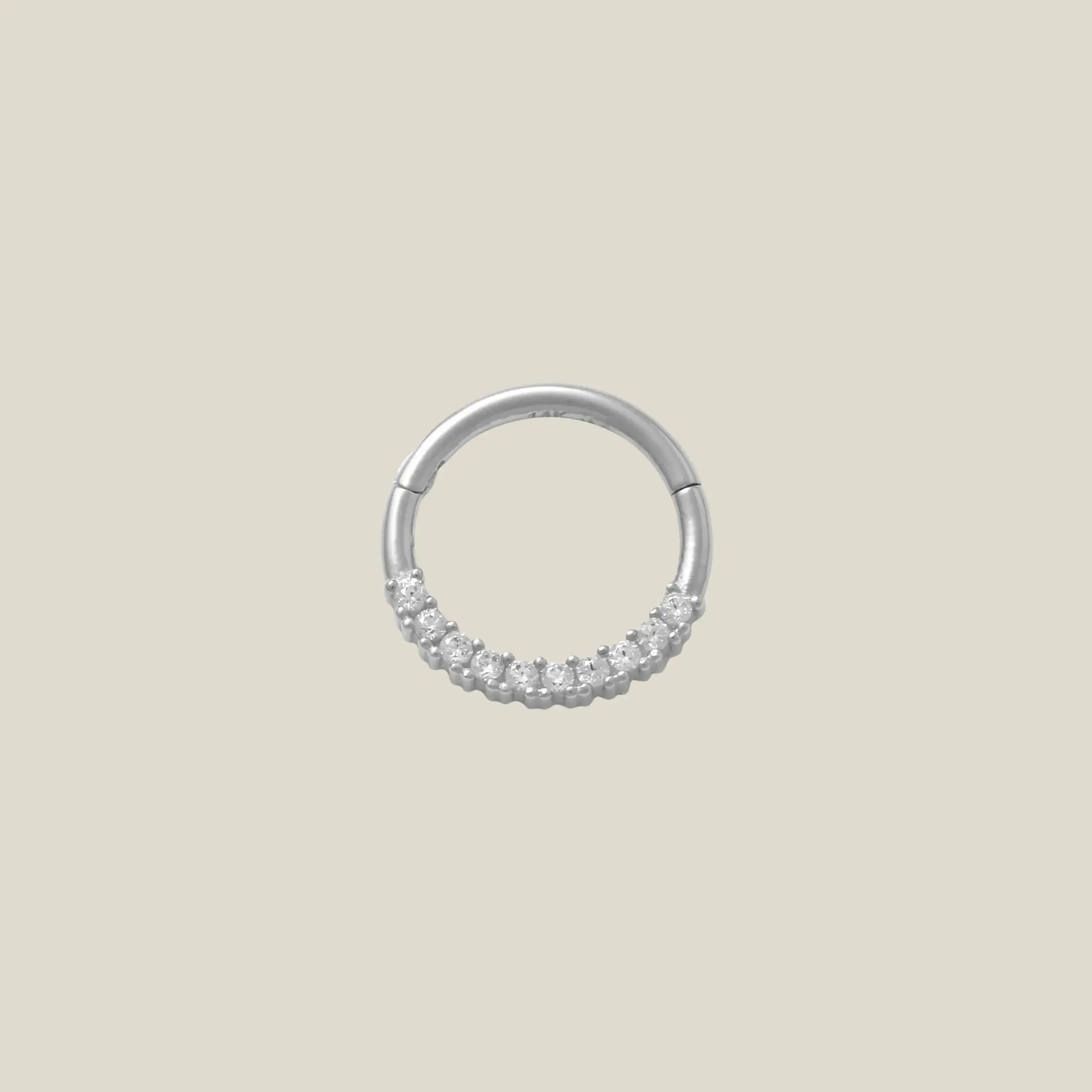 14K Solid Gold Half Pavé CZ Clicker Hoop – Anygolds