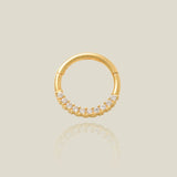 14K Solid Gold Half Pavé CZ Clicker Hoop – Anygolds