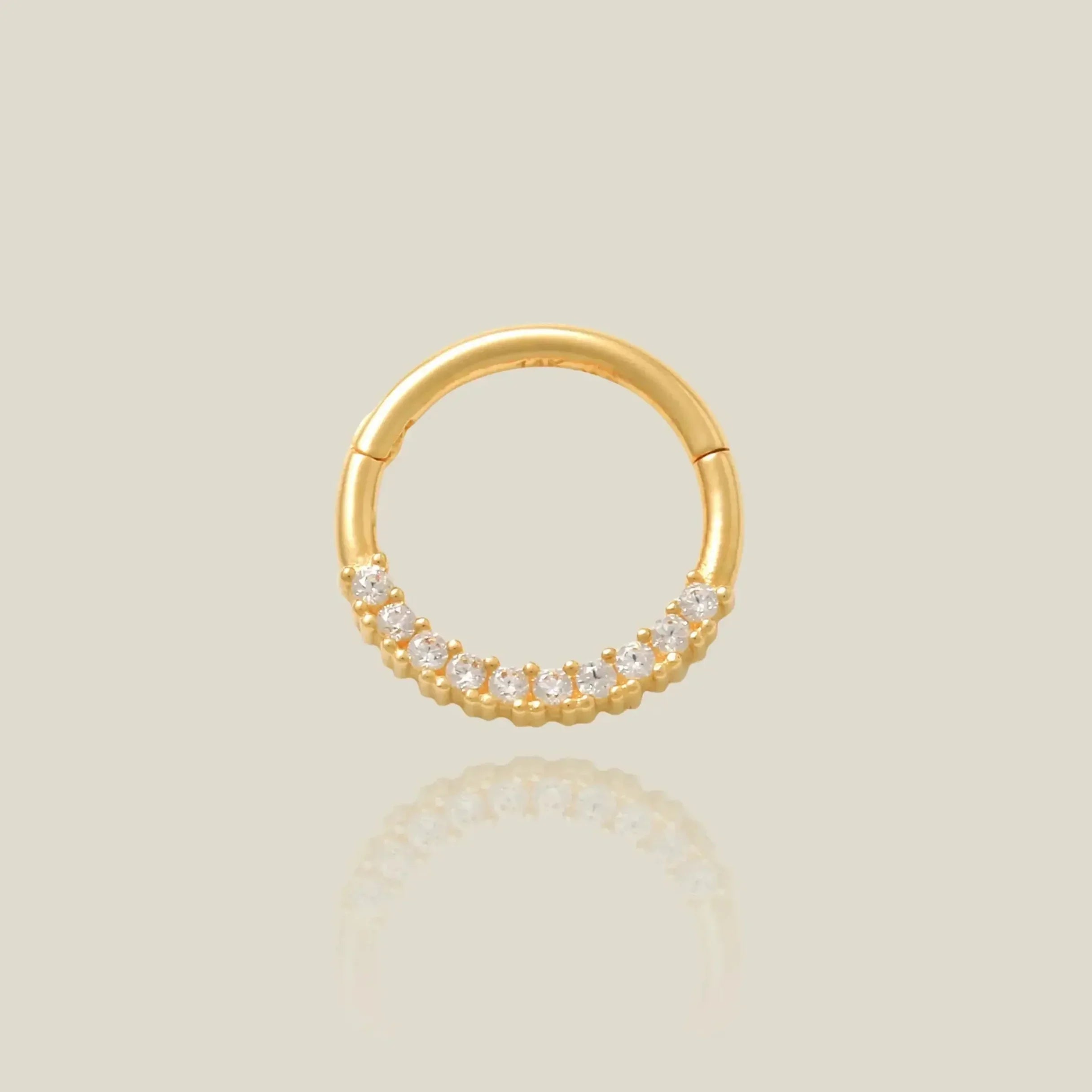 14K Solid Gold Half Pavé CZ Clicker Hoop – Anygolds