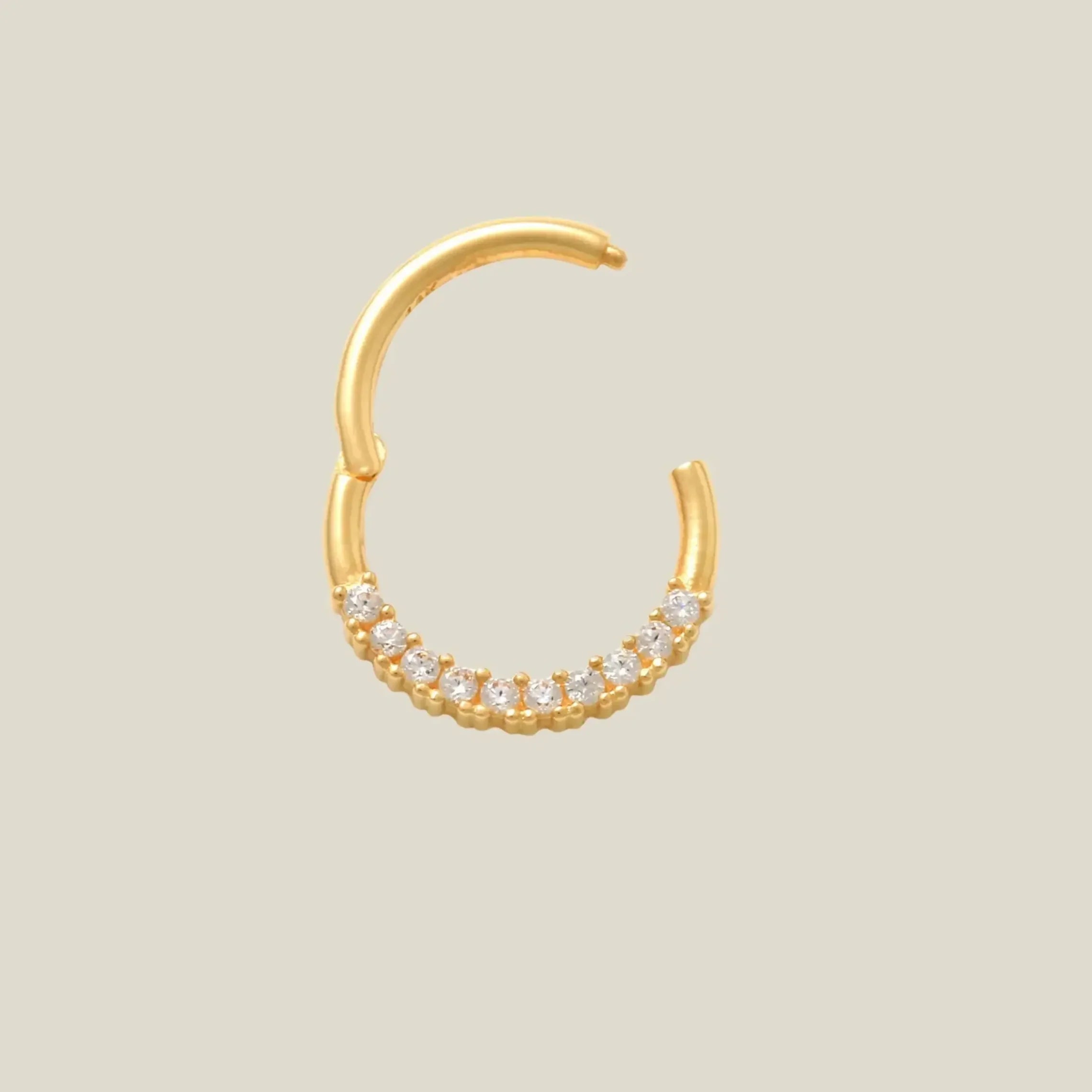 14K Solid Gold Half Pavé CZ Clicker Hoop – Anygolds