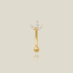 14K Solid Gold Lotus Flower Curved Barbell – Anygolds
