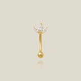 14K Solid Gold Lotus Flower Curved Barbell – Anygolds