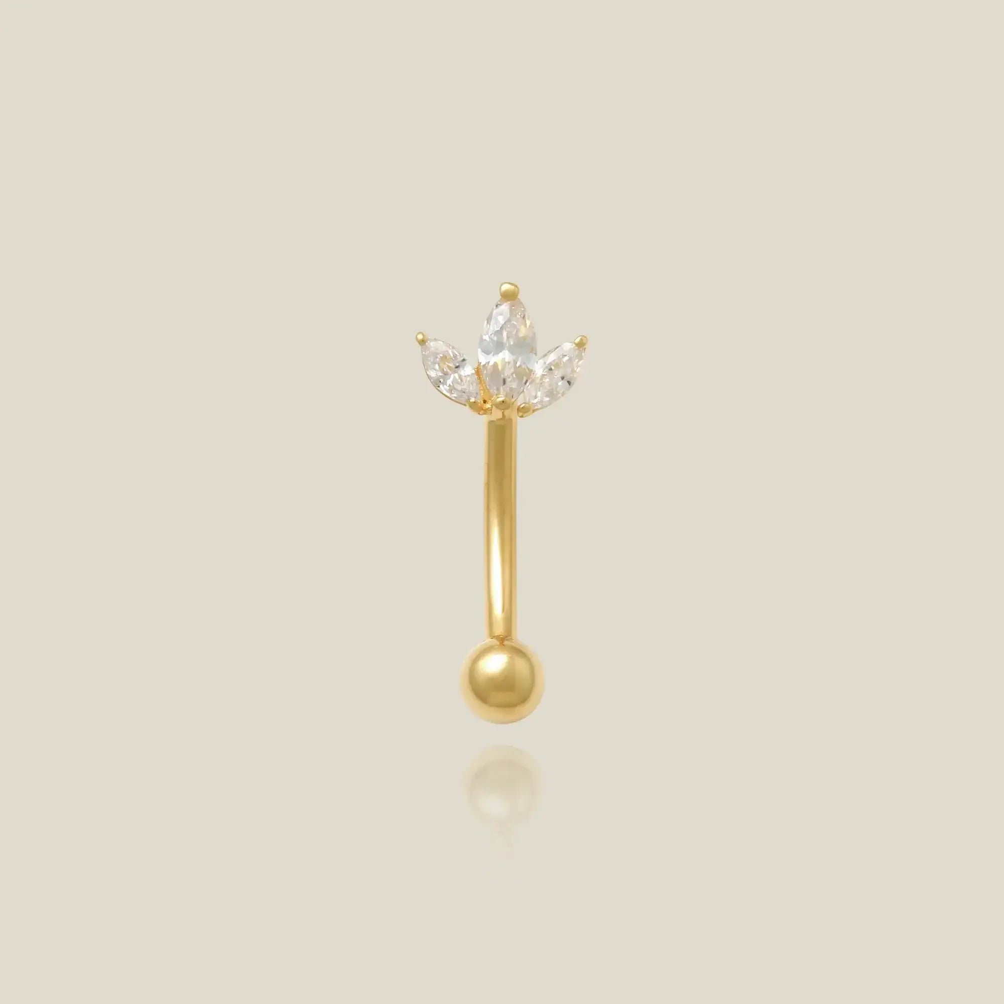 14K Solid Gold Lotus Flower Curved Barbell – Anygolds
