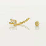 14K Solid Gold Lotus Flower Curved Barbell – Anygolds