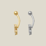 14K Solid Gold Daisy Flower Stone Curved Barbell – Anygolds