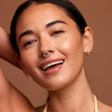 14K Solid Gold Double CZ Row Hoop – Anygolds