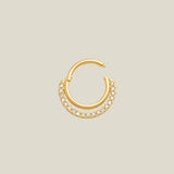 14K Solid Gold Double CZ Row Hoop – Anygolds