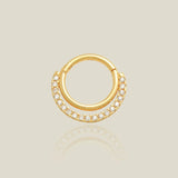 14K Solid Gold Double CZ Row Hoop – Anygolds