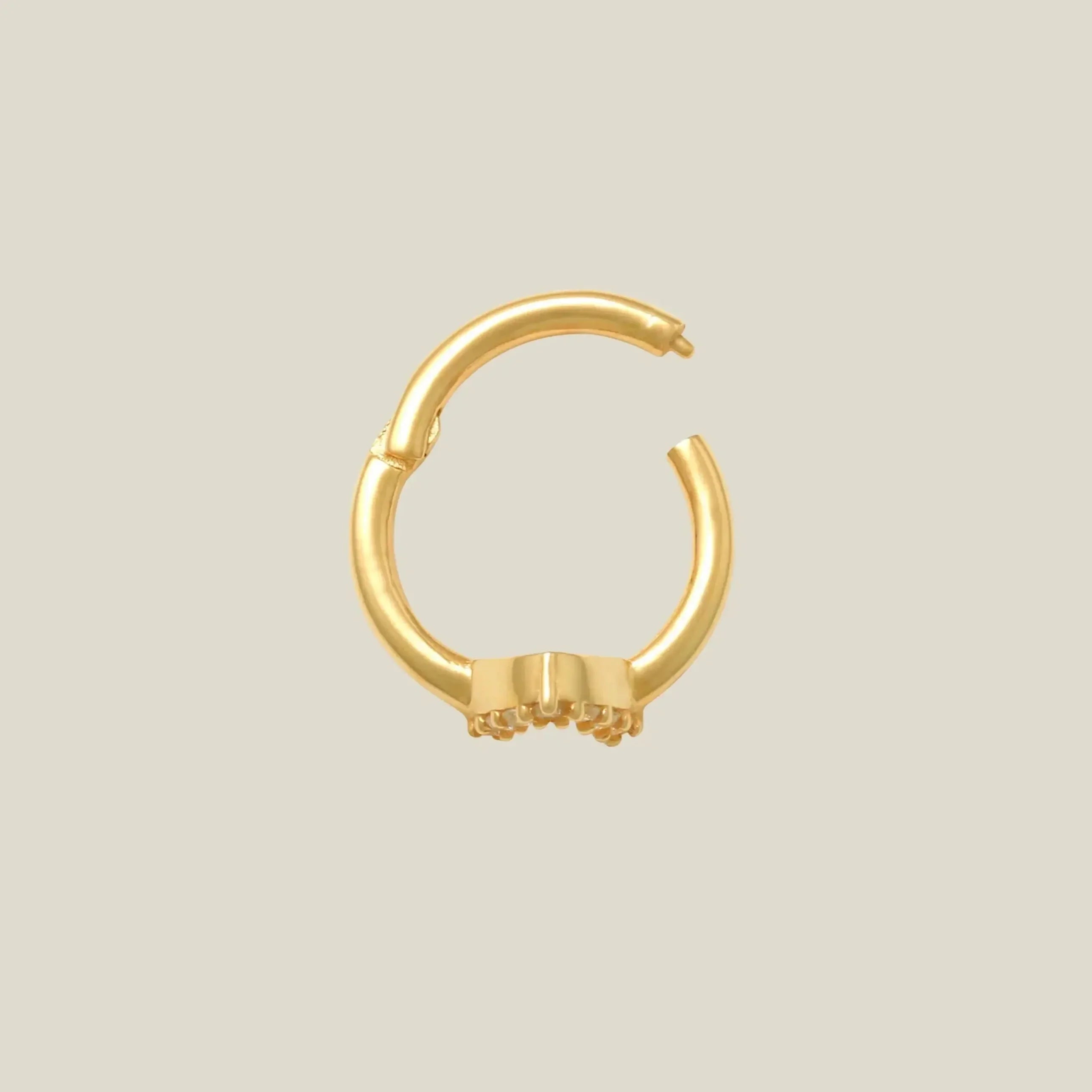 14K Solid Gold V Pavé Clicker Hoop – Anygolds