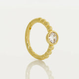 14K Solid Gold Beaded CZ Stone Clicker Hoop – Anygolds