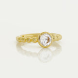 14K Solid Gold Beaded CZ Stone Clicker Hoop – Anygolds