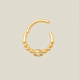 14K Solid Gold Beaded CZ Stone Clicker Hoop – Anygolds