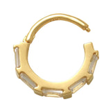 14K Solid Gold Straight Baguette Clicker Hoop – Anygolds
