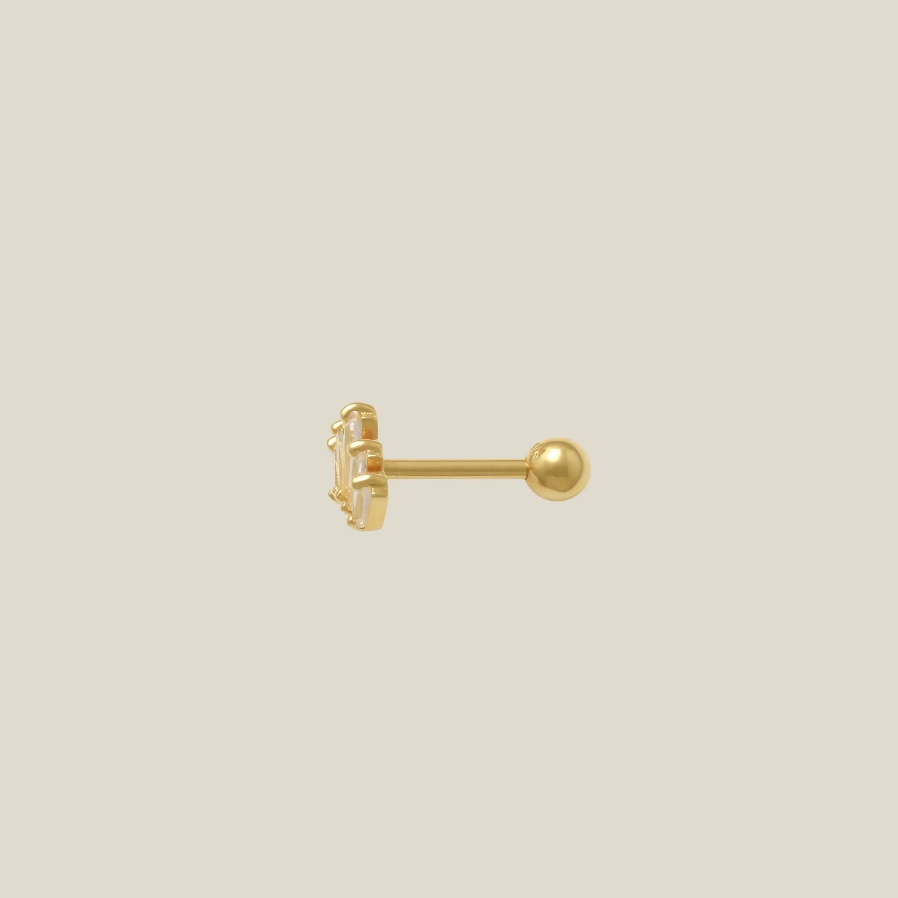 14K Solid Gold CZ Crown Stud – Anygolds