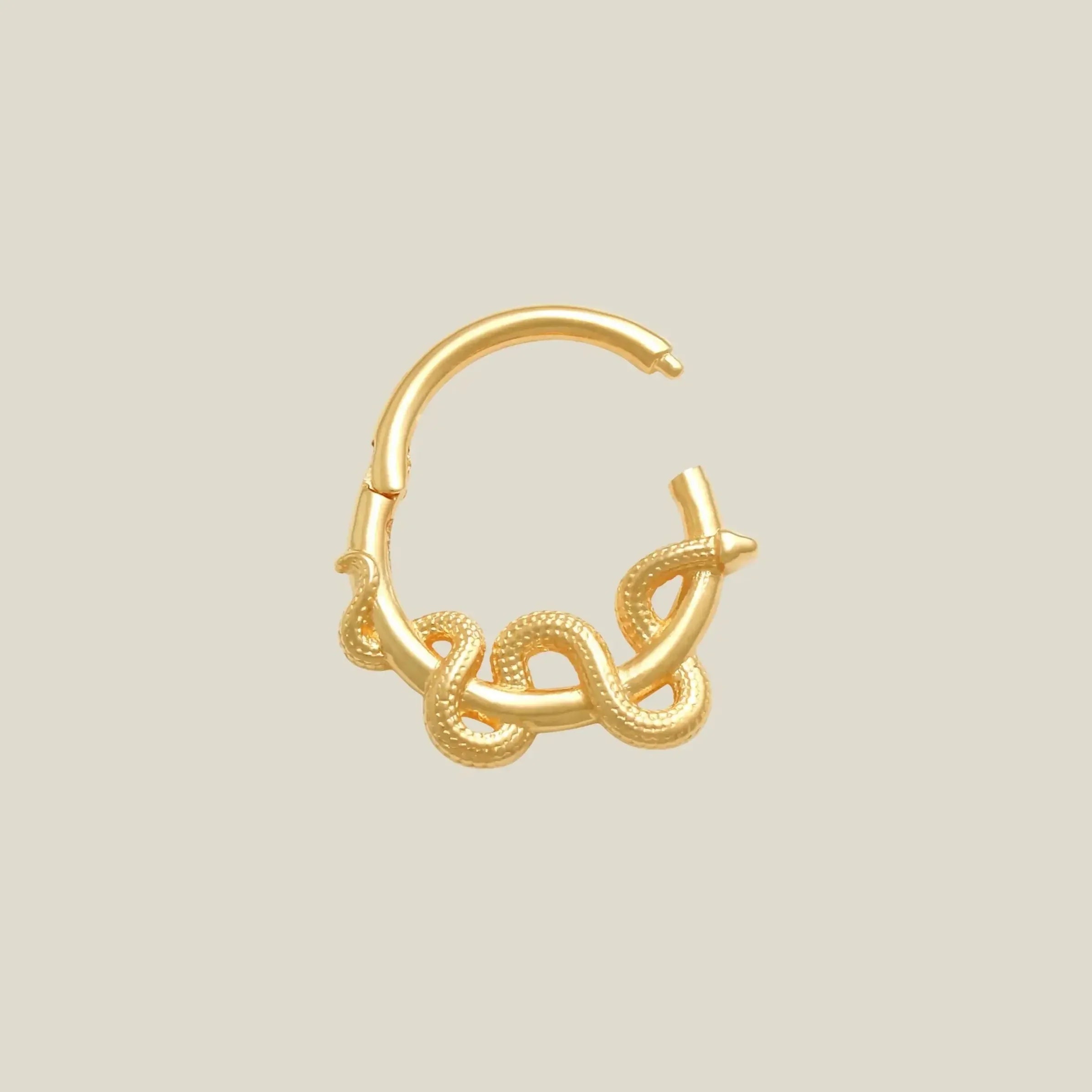 14K Solid Gold Snake Wave Clicker Hoop – Anygolds