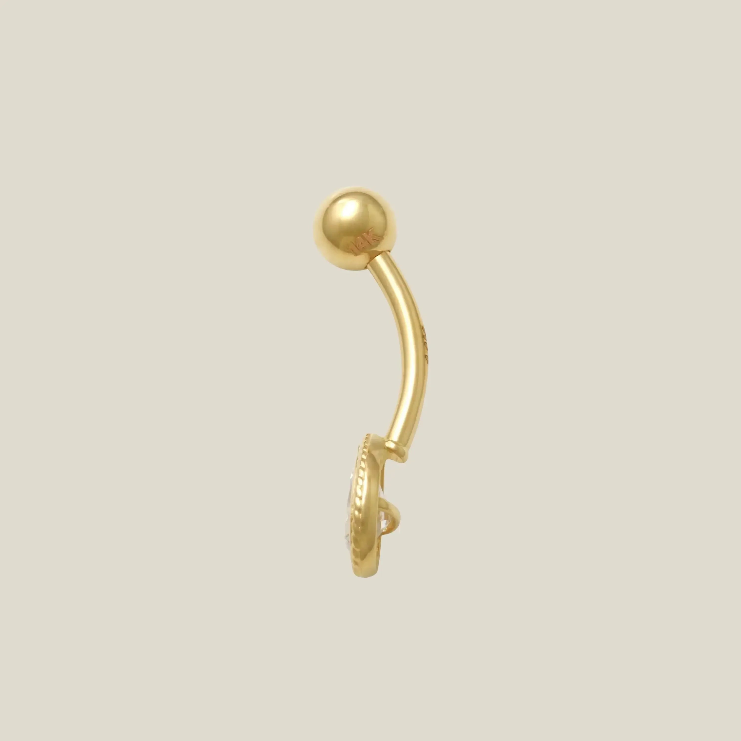 14K Solid Gold Teardrop Stone Curved Barbell - 14G – Anygolds