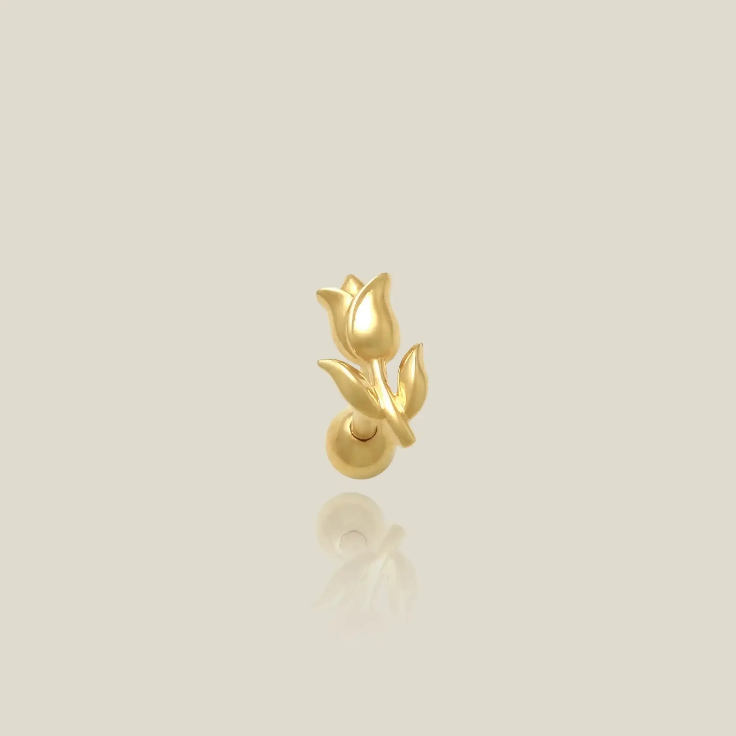 14K Solid Gold Tulip Flower Stud – Anygolds