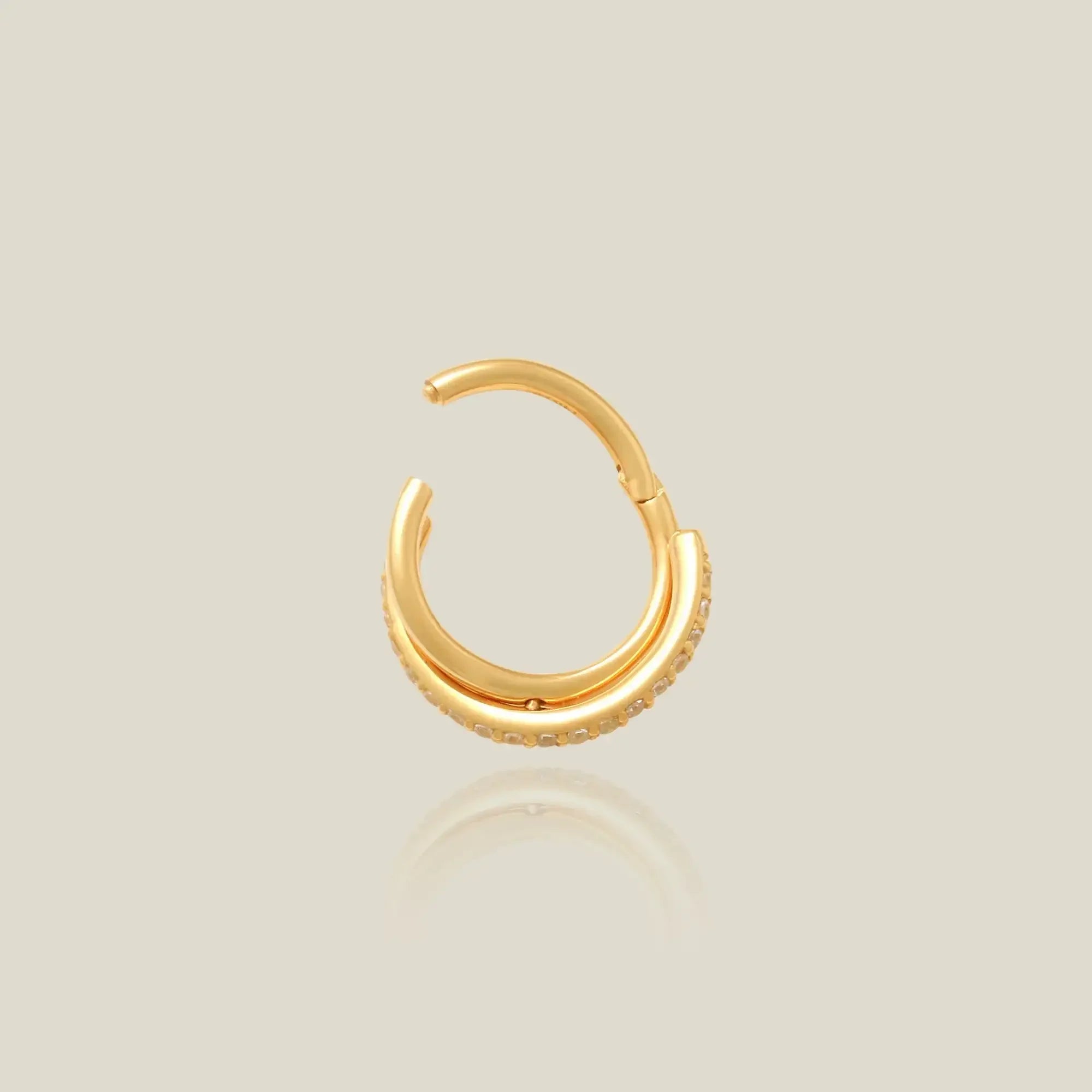 14K Solid Gold Pavé Crossover Clicker Hoop – Anygolds
