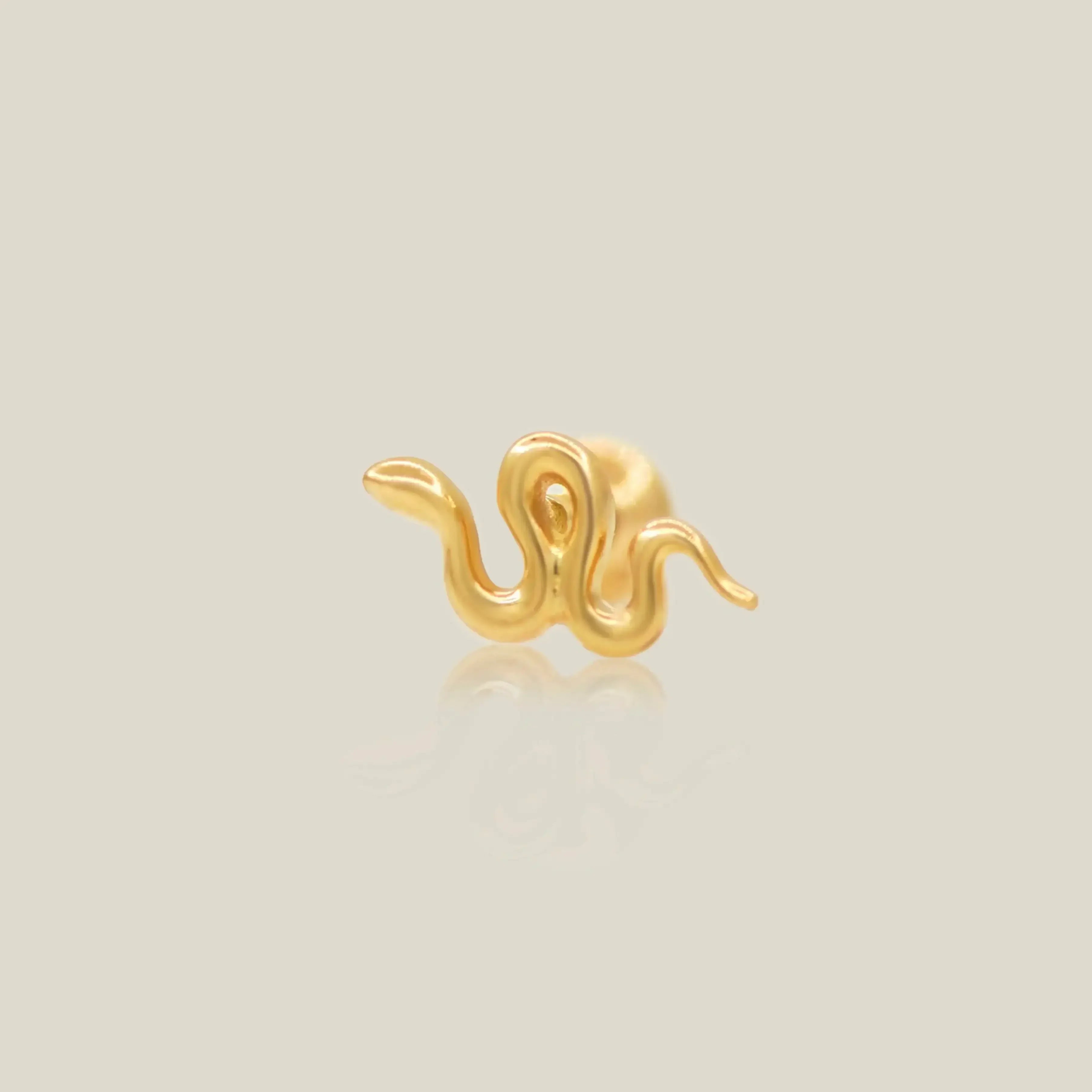 14K Solid Gold Petite Snake Stud – Anygolds