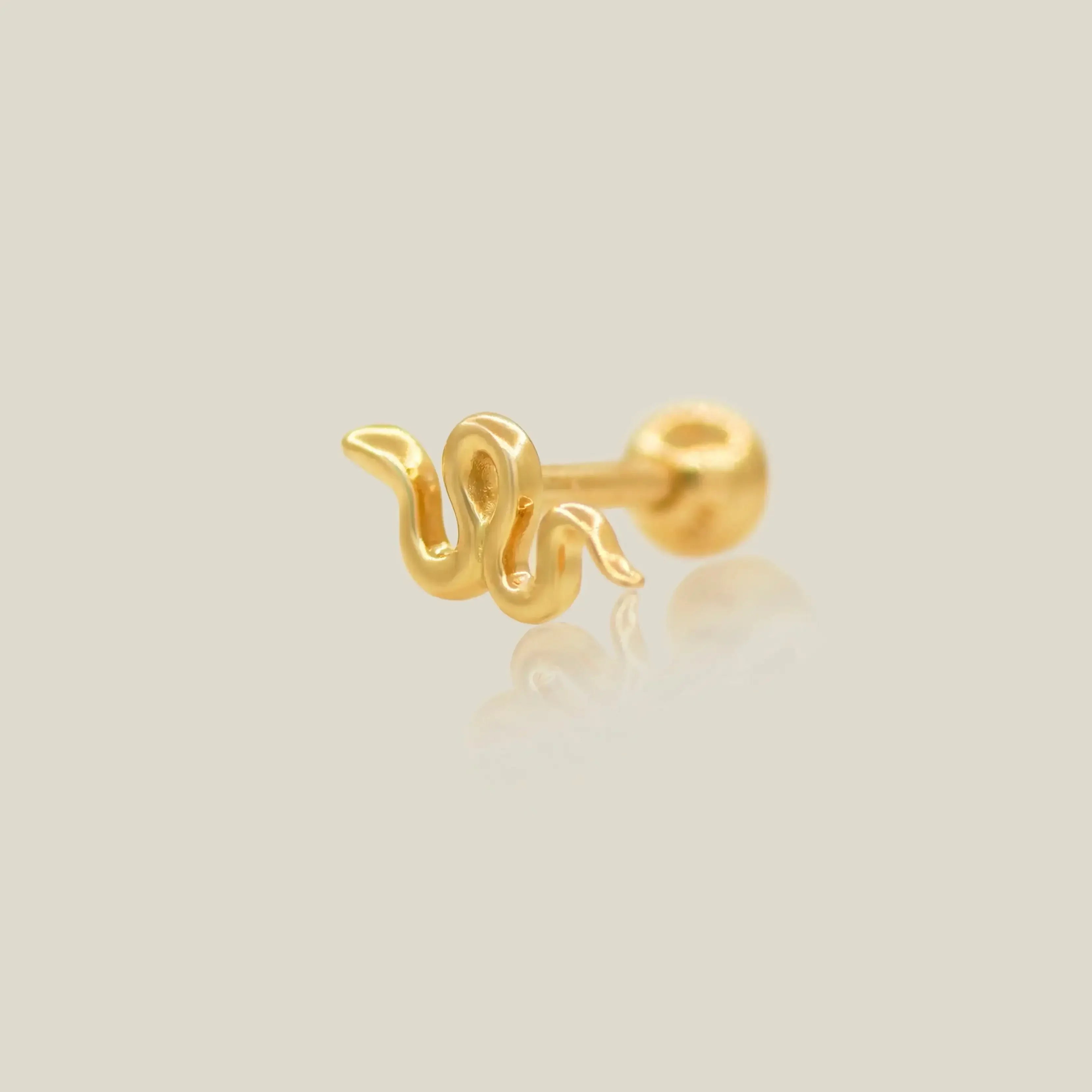 14K Solid Gold Petite Snake Stud – Anygolds
