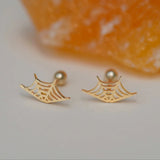14K Solid Gold Spider Web Stud – Anygolds
