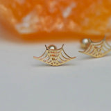 14K Solid Gold Spider Web Stud – Anygolds