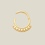 14K Solid Gold CZ Crescent Clicker Hoop – Anygolds