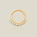 14K Solid Gold CZ Crescent Clicker Hoop – Anygolds