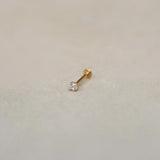14K Solid Gold Round CZ Stud – Anygolds