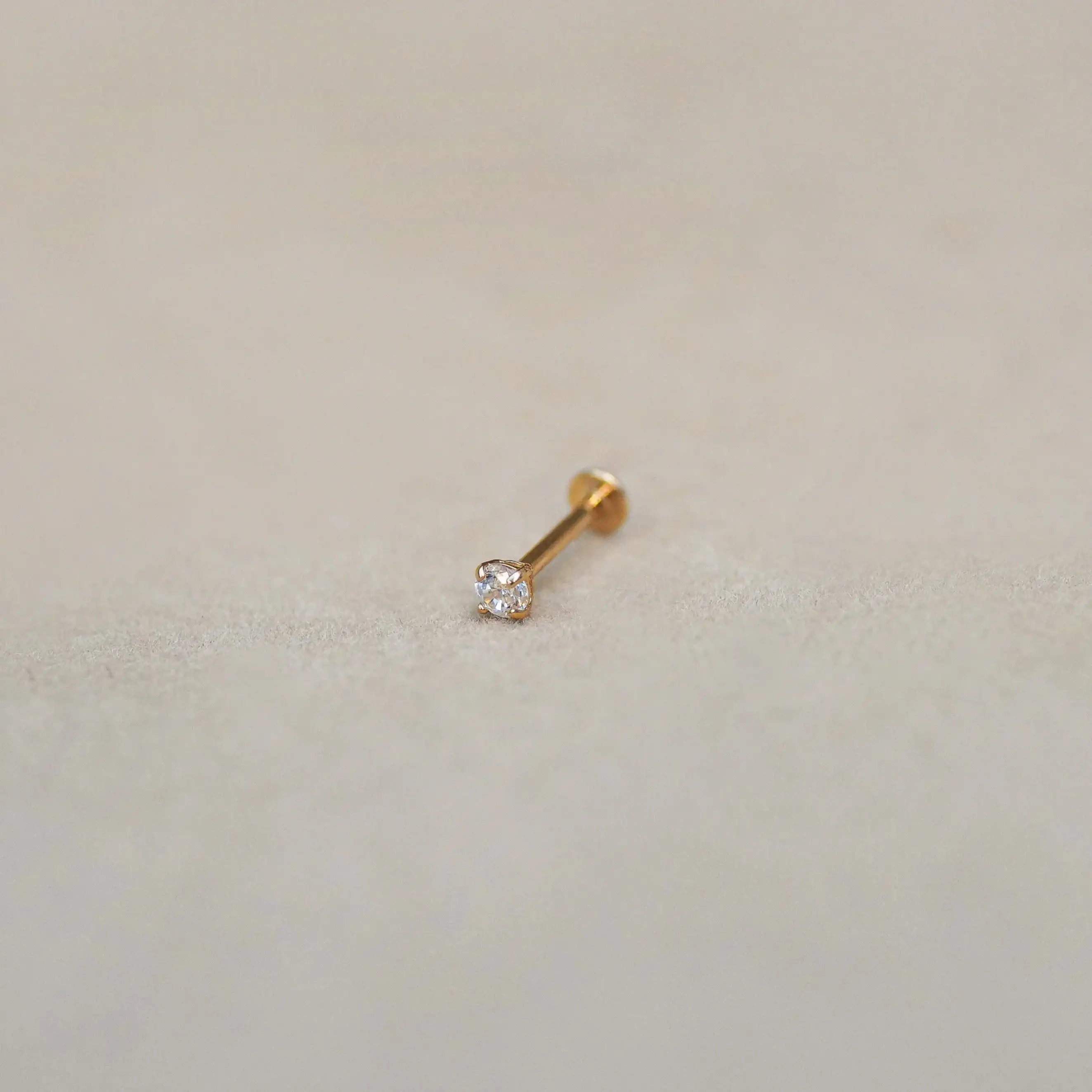 14K Solid Gold Round CZ Stud – Anygolds