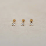 14K Solid Gold Round CZ Stud – Anygolds