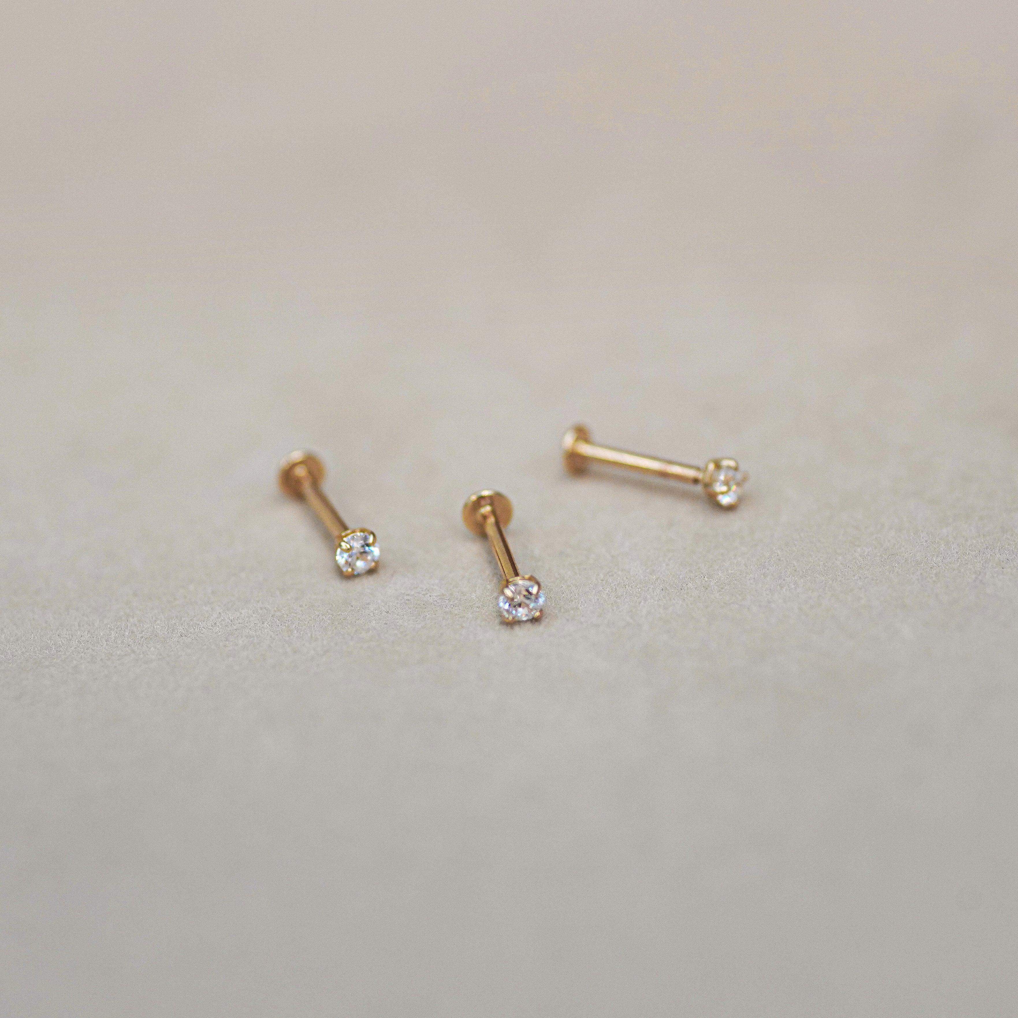 14K Solid Gold Round CZ Stud – Anygolds