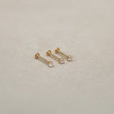 14K Solid Gold Round CZ Stud – Anygolds