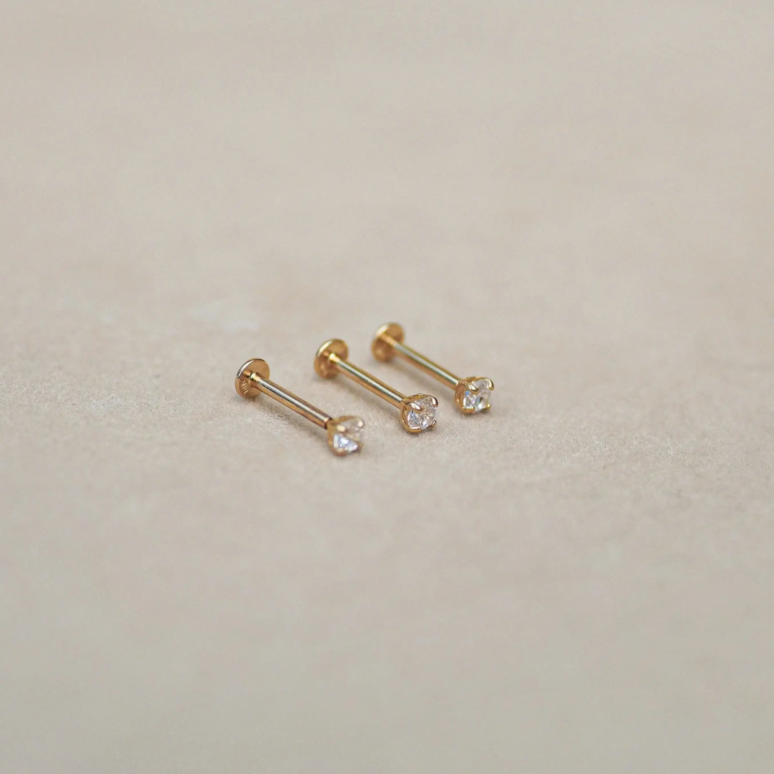 14K Solid Gold Round CZ Stud – Anygolds