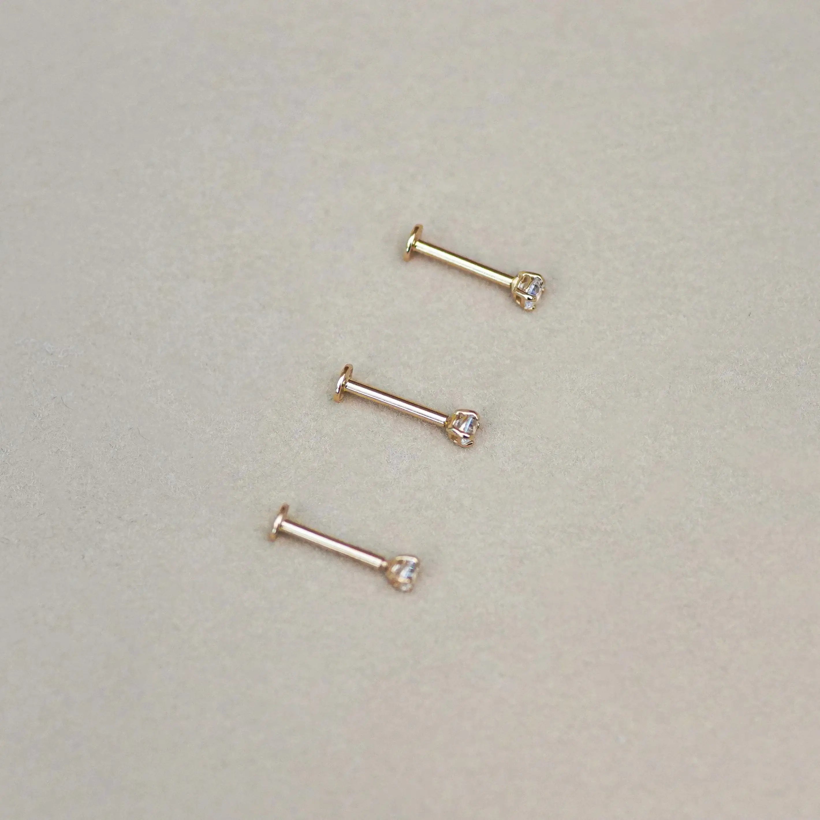14K Solid Gold Round CZ Stud – Anygolds