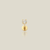 14K Solid Gold Round CZ Stud – Anygolds