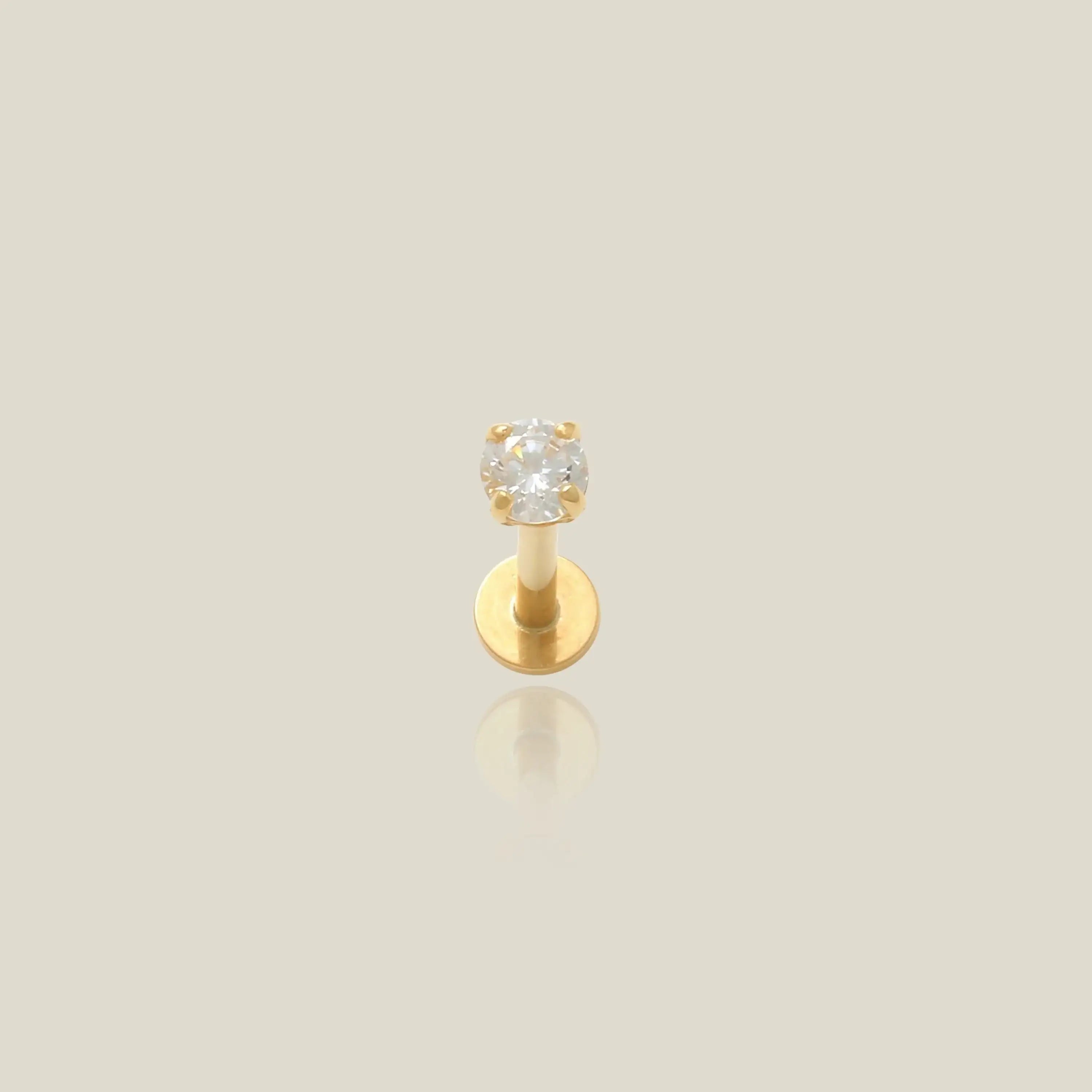 14K Solid Gold Round CZ Stud – Anygolds