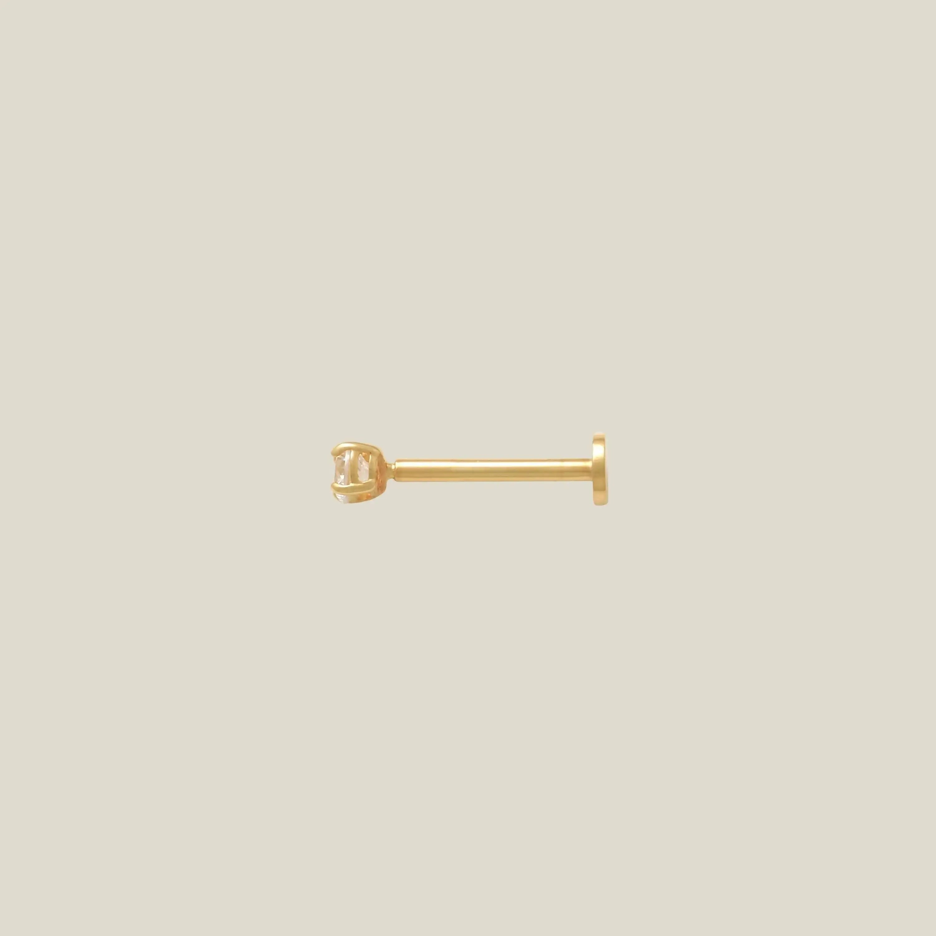 14K Solid Gold Round CZ Stud – Anygolds