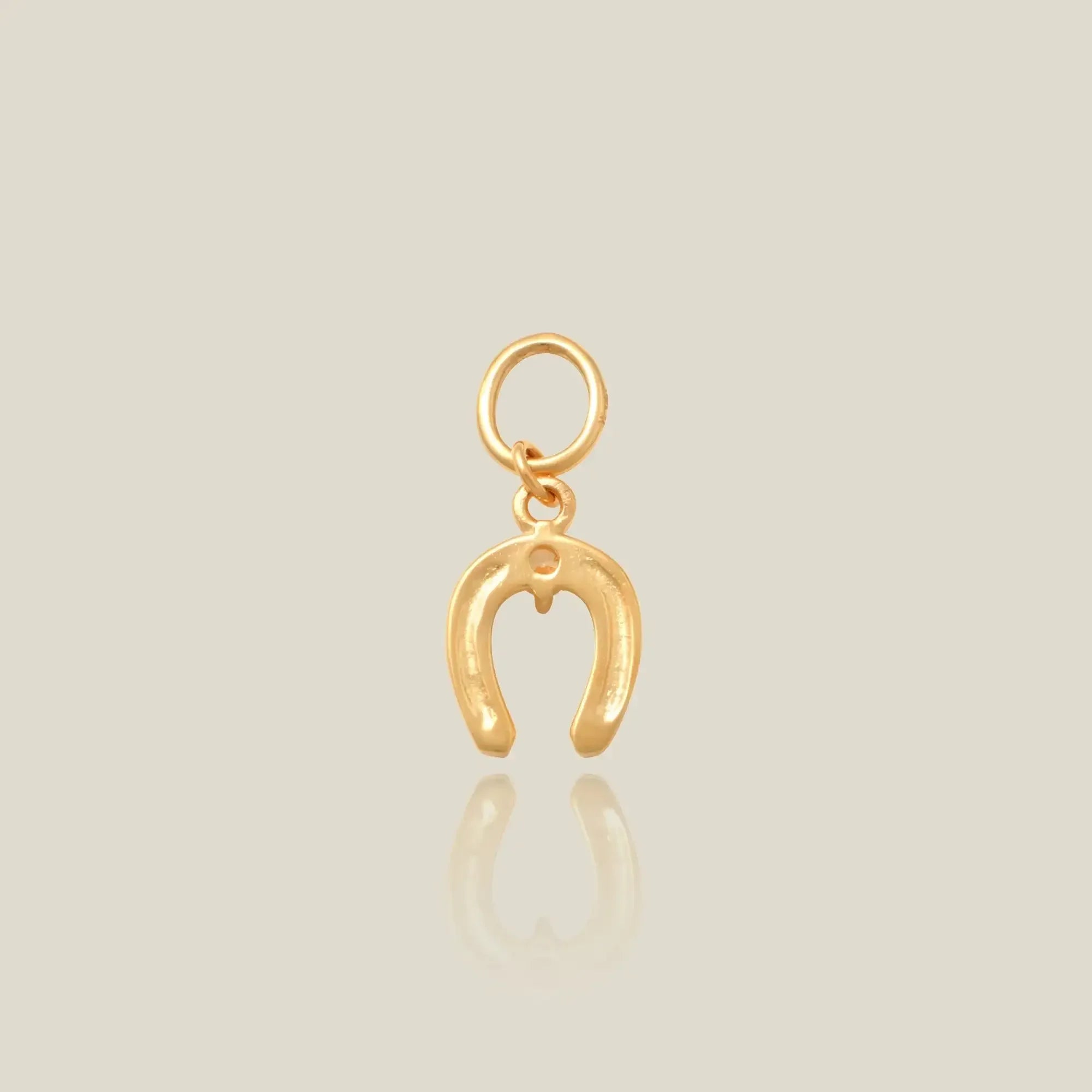14K Solid Gold Stone & Horseshoe Charm – Anygolds